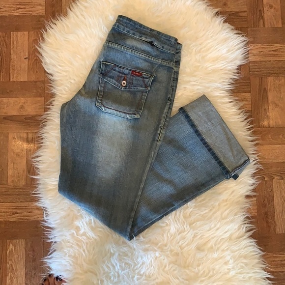 VINTAGE 🧚‍♀️ Y2K Light Blue Wash Straight Leg Jeans Size 32 - Picture 11 of 12